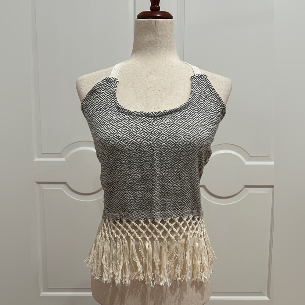 Hand loom halter top, open back top with adjustable tie in the back, handmade.